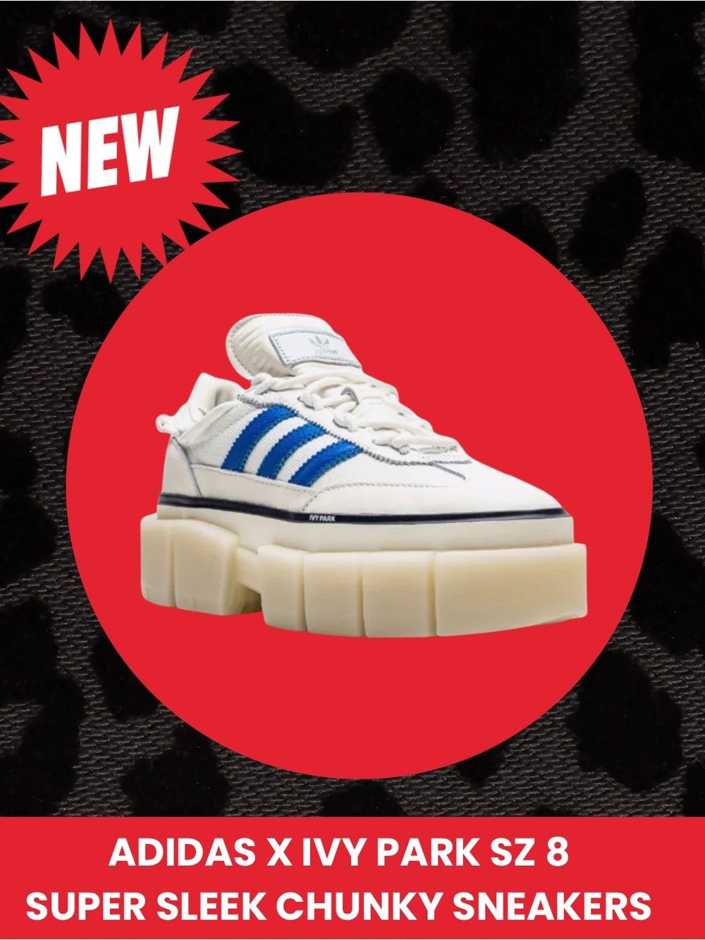 Adidas Women’s White and Blue Chunky Platform Sneakers